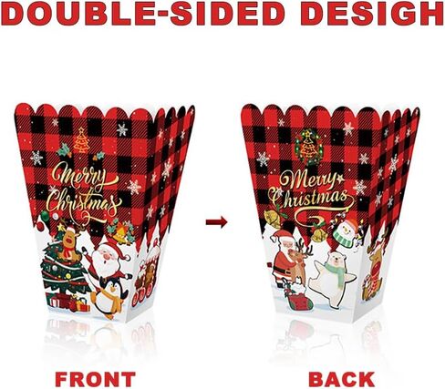 Christmas Popcorn Boxes 18PCS Popcorn Cups Popcorn Holder Popcorn Bowls Cardboard Small Snack Candy Containers for Kid Wedding Birthday Party Decoration in Saudi Arabia