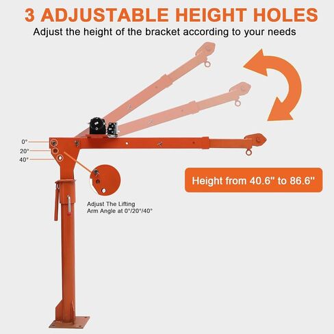 رافعة شاحنة كهربائية 1100 رطل مع وينش 3500 رطل ، وطيب القابل للطي الثقيل Jib Crane 360 ​​° ، وطفرة قابلة للتعديل/الطول لتصاعد الالتقاط - البناء ، والزراعة ، وحل الرفع الصناعي in Kuwait