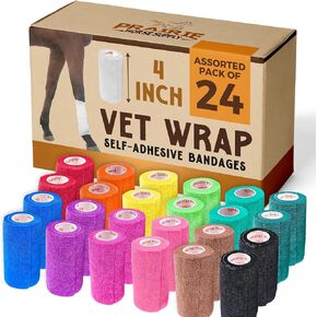 Prairie Horse Supply Vet Wrap Tape Bulk (Assorted Colors) (6 Pack) (4 Inches Wide) Vet Wrap Medical First Aid Tape Self Adhesive Adherent for Ankle Wrist Sprains and Swelling in Kuwait