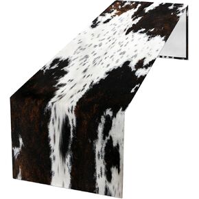 Western Cowhide Table Runner Black Brown Cow Print Table Runners Western Home Decor for Wedding Party Dinner Table Decorations 13 x 71 Inch (13x71 Inch, Black Cowhide Print) in Kuwait