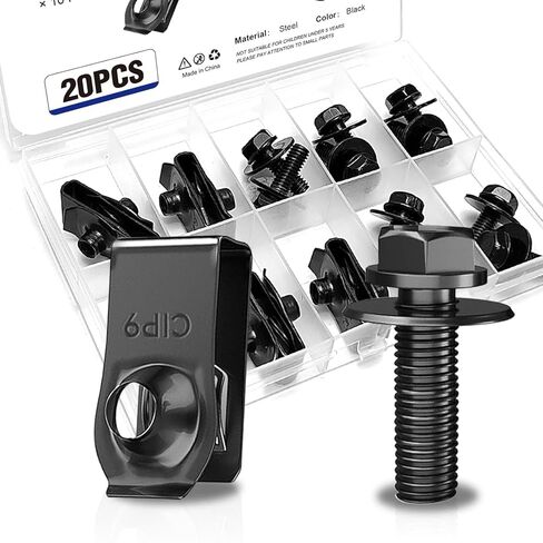 100 PCS Automotive Body Bolts and U-nut Clamp Kit Bumper Fender Liner Pull Metal Rust-Resistant U Retainer Universal Fastener Accessories Size U-Nuts 1′/0.52′/0.47′ and Bolts 0.46′/0.85′ M6-1 in Kuwait