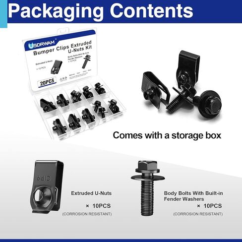 100 PCS Automotive Body Bolts and U-nut Clamp Kit Bumper Fender Liner Pull Metal Rust-Resistant U Retainer Universal Fastener Accessories Size U-Nuts 1′/0.52′/0.47′ and Bolts 0.46′/0.85′ M6-1 in Kuwait