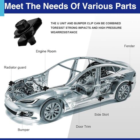 100 PCS Automotive Body Bolts and U-nut Clamp Kit Bumper Fender Liner Pull Metal Rust-Resistant U Retainer Universal Fastener Accessories Size U-Nuts 1′/0.52′/0.47′ and Bolts 0.46′/0.85′ M6-1 in Kuwait