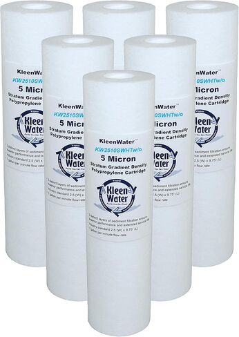 Kleenwater KW2510SWHT بدون Siliphos استبدال خراطيش مرشح البولي بروبيلين عالية درجات الحرارة ، ترشيح رواسب الصدأ الأوساخ ، المصنوع في الولايات المتحدة الأمريكية ، 3 حزم in Kuwait