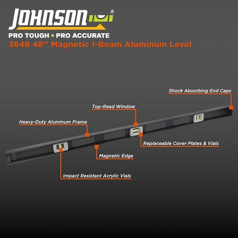 Johnson Level & Tool 3848 Magnetic Professional Aluminum Level, 48", Black, 1 Level in Saudi Arabia