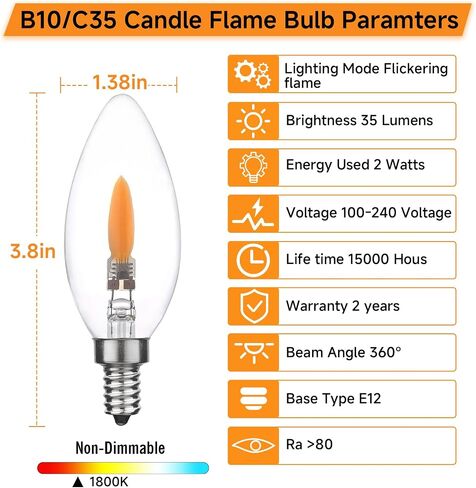 B10/B11 LED تأثير اللهب المصباح E12 النوع B شمعة شمعة مصابيح ضوء لقضاء العطل in Kuwait