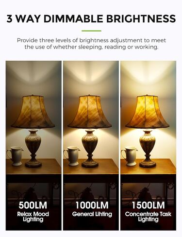 LOHAS 3 Way LED Light Bulbs 50/100/150W Equivalent, 3-Way LED Bulbs Soft White 3000K, Dimmable A19 Light Bulb E26 Base for Bedroom, Kitchen, Living Room, 2 Pack in Saudi Arabia