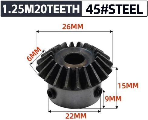 1pcs Bevel Gear 1.25M 20Teeth Inner Hole 8/10 Mm Gear 90 Degrees Meshing Angle Steel Gears Screw Hole M5(10mm) in Saudi Arabia