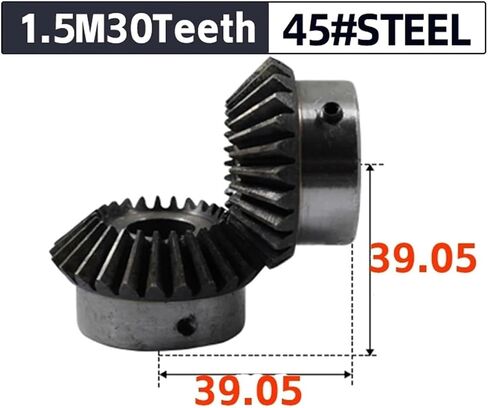1pcs Bevel Gear 1.5M30Teeth Inner Hole 10/12/14-18/20/22/24/25mm Gear45#Steel90Degrees Meshing Angle Steel Gears Screw Hole M5(20mm) in Saudi Arabia