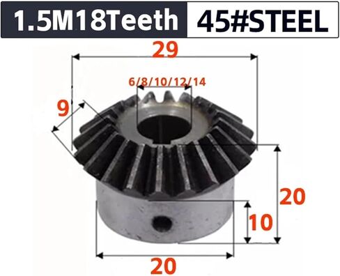1PCS Bevel Gear 1.5m18teeth inner Hole 6/8/10/12/14 mm Gear 45# Steel 90 Degrees anching ancle gears hole m5 (15mm) in Saudi Arabia