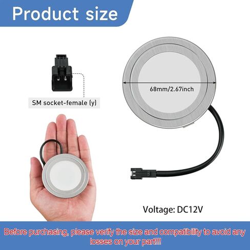 2 Pack Range Hood Lights with SM Socket DC 12V 1.5W 6500K Hole Closet Range Hood LED Light Recessed Stove Hood Light Bulb Replacement, SM Socket in Kuwait