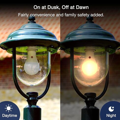 FLSNT Dusk to Dawn Outdoor Sensor A19 LED Edison Bulbs, 9W (60W Eqv.), 800LM,Vintage Filament E26 Base, Auto On/Off Photocell Automatic for Energy-Efficient Outdoor Lighting, 2700K Soft White, 4 Pack in Kuwait