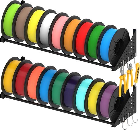 3D Printer Filament Storage Rack Wall Mount Shelf Holds 18 Plus 1kg Spools Heavy Duty 60kg Capacity with Pegboard Side Panels Filament Rack 3D Filament Storage Accessories Organizer(2 Pack) in Saudi Arabia