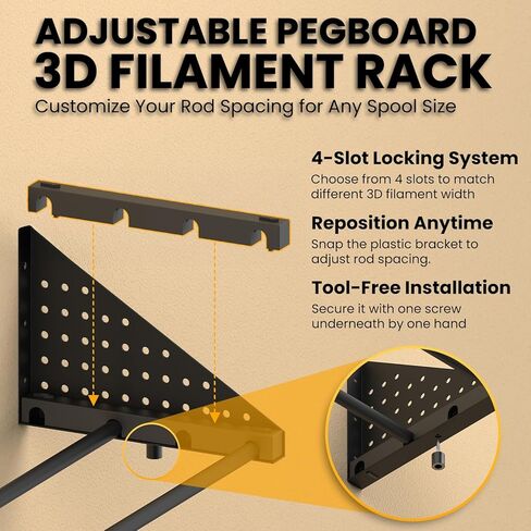 3D Printer Filament Storage Rack Wall Mount Shelf Holds 18 Plus 1kg Spools Heavy Duty 60kg Capacity with Pegboard Side Panels Filament Rack 3D Filament Storage Accessories Organizer(2 Pack) in Saudi Arabia