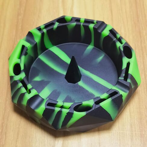 Portable Silicone Ashtray For Smoking Cigarettes Accessories Heat Resistant Unbreakable (Green Black) in Kuwait