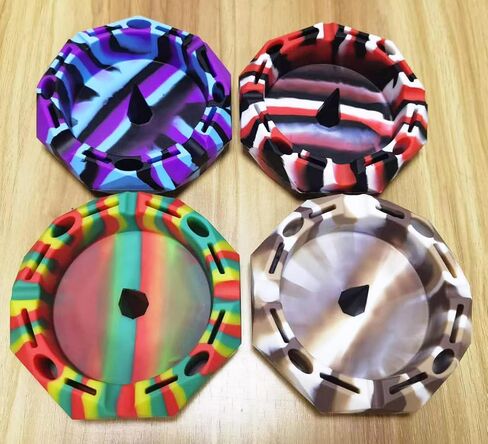 Portable Silicone Ashtray For Smoking Cigarettes Accessories Heat Resistant Unbreakable (Green Black) in Kuwait
