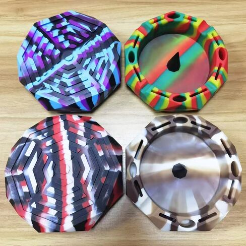 Portable Silicone Ashtray For Smoking Cigarettes Accessories Heat Resistant Unbreakable (Green Black) in Kuwait