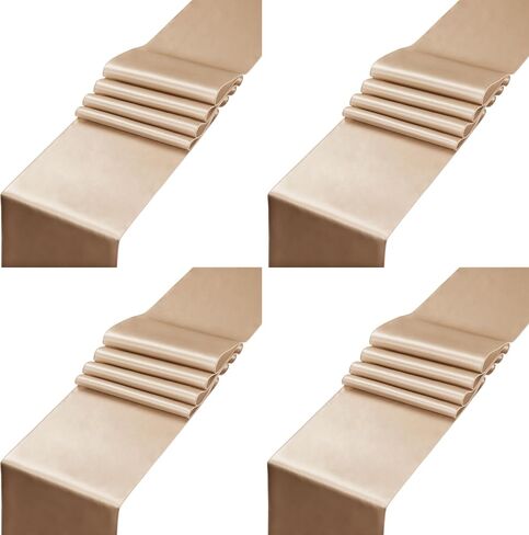 12pcs Taupe Satin Table Runners 12" x 108", Elegant and Smooth Silky Fabric Table Decor for Wedding Banquet Birthday Decoration in Saudi Arabia