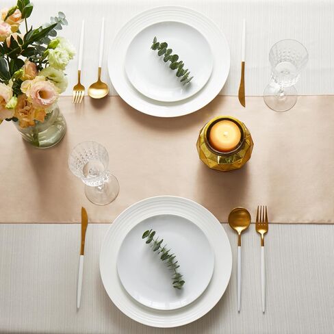 12pcs Taupe Satin Table Runners 12" x 108", Elegant and Smooth Silky Fabric Table Decor for Wedding Banquet Birthday Decoration in Saudi Arabia