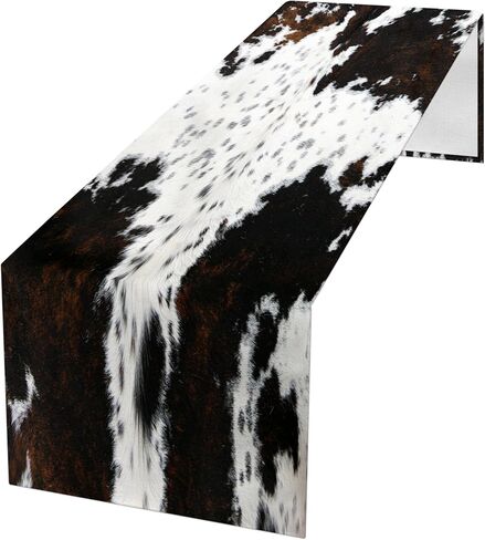 Western Cowhide Table Runner Black Brown Cow Print Table Runners Western Home Decor for Wedding Party Dinner Table Decorations 13 x 71 Inch (13x71 Inch, Black Cowhide Print) in Kuwait