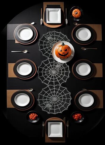 Spider Web Halloween Heat and Spot Resistant Durable Table Runner-Home Decor Mat for Halloween-Halloween Table Decor-Spooky Home Decoration-Cobwebs Decoration-Unique Spooky Decor-Haunted House Decor in Saudi Arabia