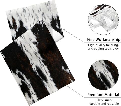 Western Cowhide Table Runner Black Brown Cow Print Table Runners Western Home Decor for Wedding Party Dinner Table Decorations 13 x 71 Inch (13x71 Inch, Black Cowhide Print) in Kuwait