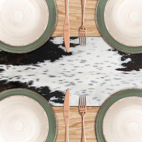 Western Cowhide Table Runner Black Brown Cow Print Table Runners Western Home Decor for Wedding Party Dinner Table Decorations 13 x 71 Inch (13x71 Inch, Black Cowhide Print) in Kuwait