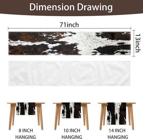 Western Cowhide Table Runner Black Brown Cow Print Table Runners Western Home Decor for Wedding Party Dinner Table Decorations 13 x 71 Inch (13x71 Inch, Black Cowhide Print) in Kuwait