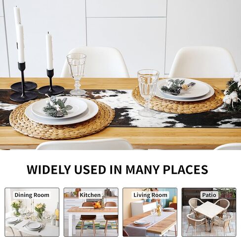 Western Cowhide Table Runner Black Brown Cow Print Table Runners Western Home Decor for Wedding Party Dinner Table Decorations 13 x 71 Inch (13x71 Inch, Black Cowhide Print) in Kuwait