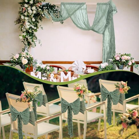 30 حزمة Sage Green CheesectOmloth Table Runner 16 × 110 بوصة شاش ريفي بوهو بوليستر طاولة زفاف العدائين لزخارف حفل زفاف عيد ميلاد in Saudi Arabia