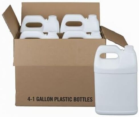 1 جالون بلاستيكي ، إبريق من طراز F (4 عبوات) آمنة للأغذية ، حاويات HDPE الشاقة للمياه ، الصلصات ، الصابون ، المنظفات ، السوائل مع غطاء أمان المسمار وغطاء المضخة (أبيض ، جالون 1) (4 عبوات) in Kuwait