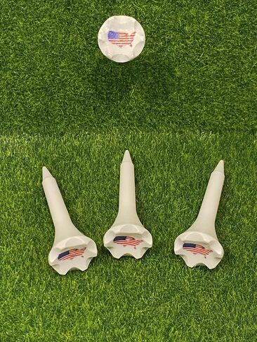1 ½" Plastic Golf Tees – USA Flag Design Short Tees for Irons, Par Threes, Hybrids, and Driving Range - Pack of 50, 100, 200 or 500 Bulk in High Visibility White Durable Plastic… in Saudi Arabia