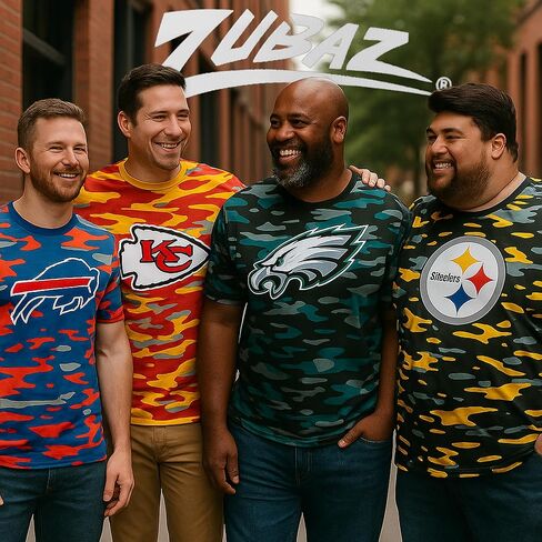 Zubaz NFL Teams Men's Short Sleeve Vibrant Team Colors Graphic T-Shirt (Small - 5XL) in Saudi Arabia