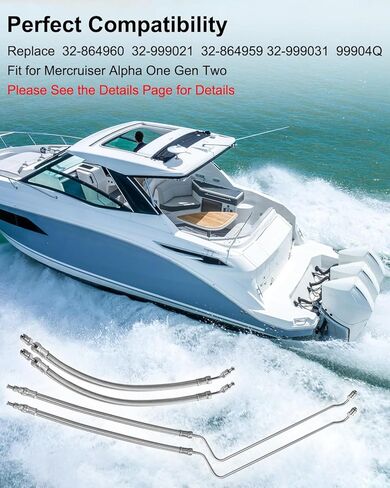 Trim Tilt Hydraulic Ram Cylinder Hose Kit Compatible with Mercruiser Alpha One Gen Two with Trim cylinders 16-3/16In, Braided Stainless Steel Hoses for 9B-106 9B-116 Replace for 32-864960 32-864959 in Saudi Arabia