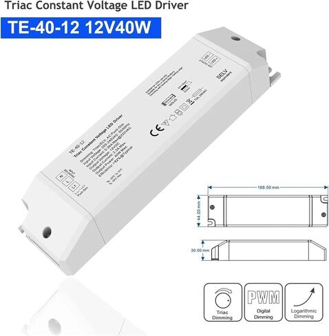 DC12V/24V Triac Constant Voltage LED Driver 1CH 40W/75W ELV/AC Push-dim PWM Digital Dimming Safe Protect for Indoor LED Lighting(40W,12 V) in Saudi Arabia
