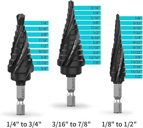 Cobalt Steel Step Drill Bit Set - 5PCS 50 Sizes for Metal, Impact-Ready Step Bits for Steel with Titanium Coating & Aluminum Case | Professional Metal Drill Bit Kit(5pc) in Saudi Arabia