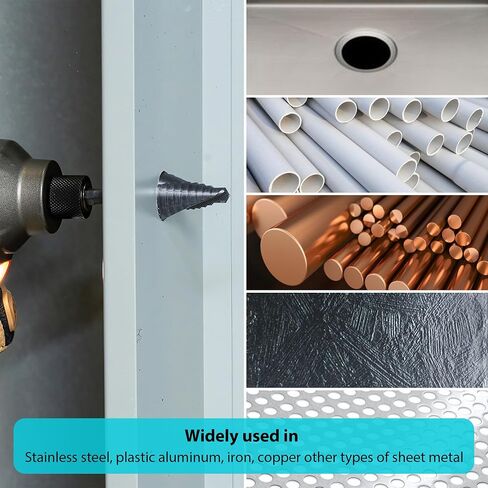 Cobalt Steel Step Drill Bit Set - 5PCS 50 Sizes for Metal, Impact-Ready Step Bits for Steel with Titanium Coating & Aluminum Case | Professional Metal Drill Bit Kit(5pc) in Saudi Arabia