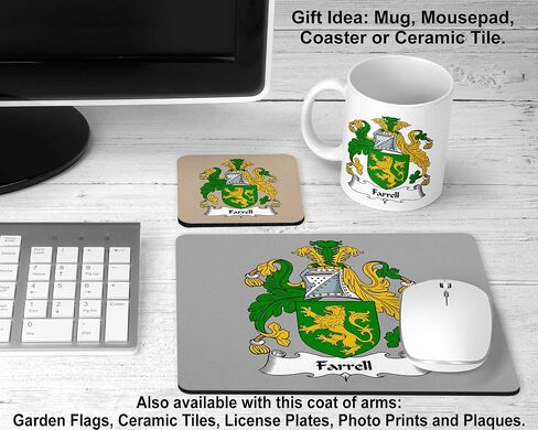 Farrell Coat of Arms/Farrell Family Crest 11 Oz Ceramic Coffee/Cocoa Mug by Carpe Diem Designs, Made in the U.S.A. in Kuwait