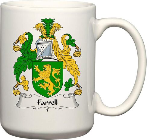 Farrell Coat of Arms/Farrell Family Crest 11 Oz Ceramic Coffee/Cocoa Mug by Carpe Diem Designs, Made in the U.S.A. in Kuwait