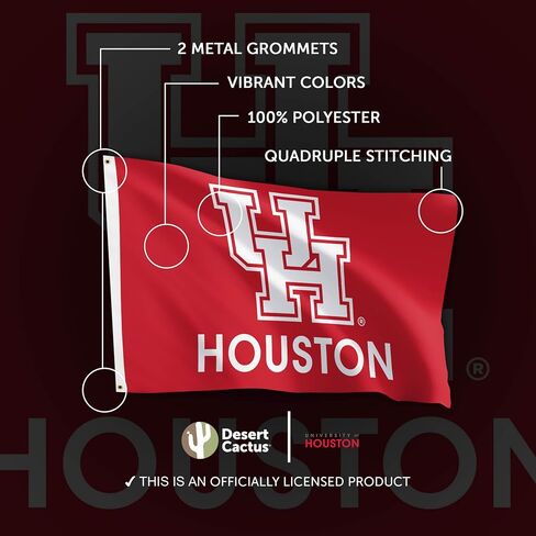Desert Cactus University of Houston UH Flag - 3 × 5 أقدام الكوجر لافتة ، نسيج متين داخلي/خارجي ، تصميم البوليستر بنسبة 100 ٪ (النمط ب) in Saudi Arabia