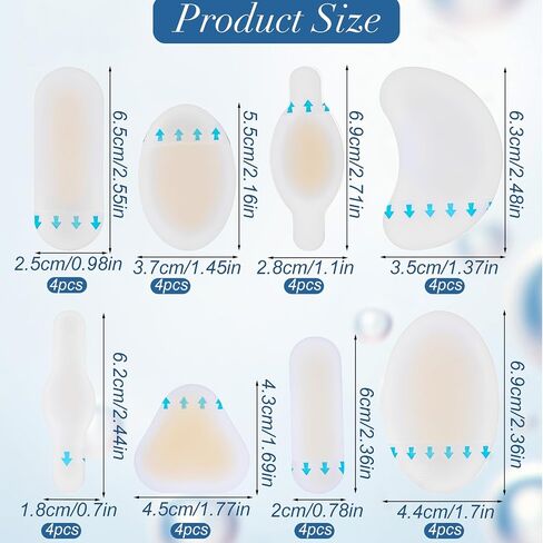 32 PCS GEL SLISTER BLASTERAGES VLAIRES ، ضمادة ضمادات الهيدروكولويد للضمادات النارية للقدمين ، ضمادة هيدروكولويد مقاومة للماء للأصابع ، أصابع القدم ، الوقاية من نفطة الكعب in Saudi Arabia