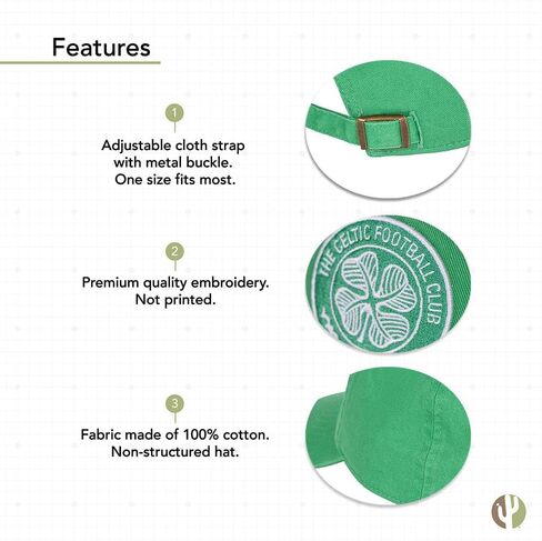 Desert Cactus Celtic FC Baseball Hat Scottish Bhoys Celts Football Football Brimmed Brimmed Servidered Hats Cap Capable Capal Close Comple (Style A1) Green in Saudi Arabia