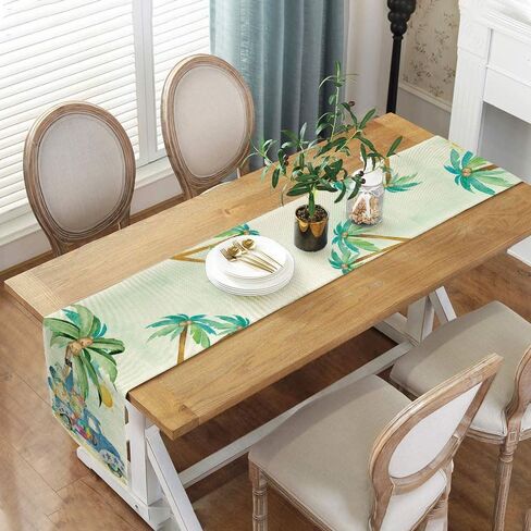 Spring Summer Leaves and Flowers Table Runners, Seasonal Fruit Lemon Kitchen Dining Table Decor, Linen Long Yellow Green Farmhouse Table Decoration Runners 13X72 in in Kuwait