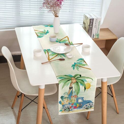 Spring Summer Leaves and Flowers Table Runners, Seasonal Fruit Lemon Kitchen Dining Table Decor, Linen Long Yellow Green Farmhouse Table Decoration Runners 13X72 in in Kuwait