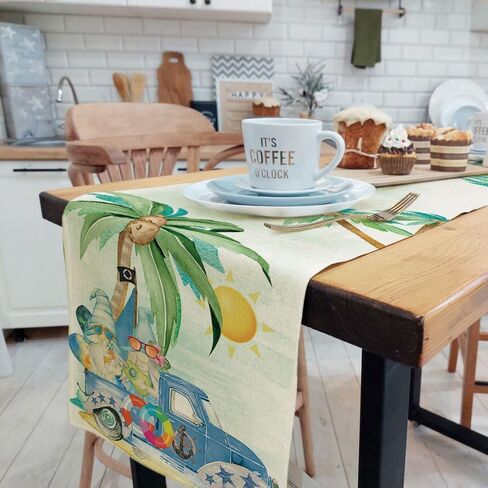Spring Summer Leaves and Flowers Table Runners, Seasonal Fruit Lemon Kitchen Dining Table Decor, Linen Long Yellow Green Farmhouse Table Decoration Runners 13X72 in in Kuwait
