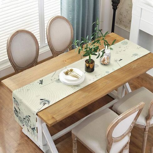 Spring Summer Leaves and Flowers Table Runners, Seasonal Fruit Lemon Kitchen Dining Table Decor, Linen Long Yellow Green Farmhouse Table Decoration Runners 13X72 in in Kuwait