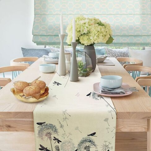 Spring Summer Leaves and Flowers Table Runners, Seasonal Fruit Lemon Kitchen Dining Table Decor, Linen Long Yellow Green Farmhouse Table Decoration Runners 13X72 in in Kuwait