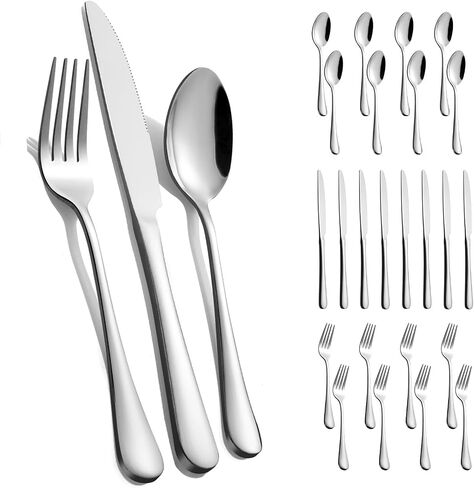 60-Piece Silverware Set for 20 - Stainless Steel Flatware Cutlery Set, Mirror Polished Flatware Set Include Forks Spoons Knives for Home Wedding Restaurant, Dishwasher Safe, Silver, 60 PCS in Saudi Arabia