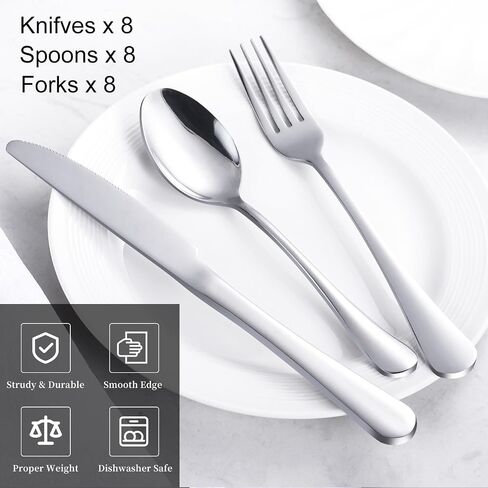 60-Piece Silverware Set for 20 - Stainless Steel Flatware Cutlery Set, Mirror Polished Flatware Set Include Forks Spoons Knives for Home Wedding Restaurant, Dishwasher Safe, Silver, 60 PCS in Saudi Arabia