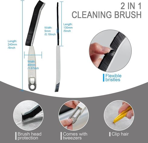 Hard Bristle Crevice Cleaning Brush for Tile Crevices, Bathrooms, Kitchens, Sinks, Non-Slip Handle Design (2 Pack) in Saudi Arabia